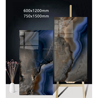 Dalles murales en granit labradorite bleu poli et émaillé, aspect marbre, 60x120 cm, pour intérieur et extérieur, panneaux en céramique