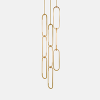 Lustre LED suspendu de style industriel moderne américain, en laiton minimaliste, pour plafond haut, escalier, villa, hall d'entrée