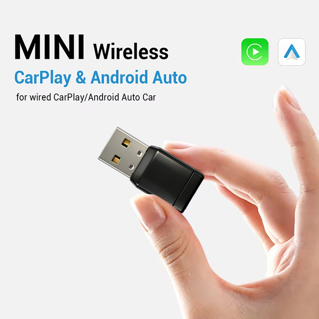 Mini Wireless CarPlay Adapter Android Auto Dongle Automatic Reconnection Plug and Play Low Power USB C Portable BT for Cars