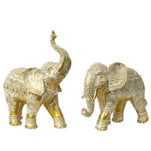 Light luxury American retro lucky elephant ornaments resin animal desk decoration animal statue folk crafts