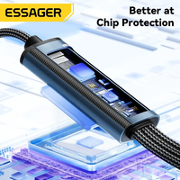 Essager kabel pengisi daya cepat, kawat Data pengisi daya USB C ke Tipe C Multi perangkat 100W 3 in 1