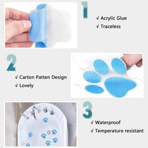 Juego de 6 pegatinas antideslizantes para el suelo con diseño de garras moradas y grises para bañera, pegatinas antideslizantes para baño - Product Image 5