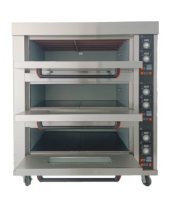 Forno Elettrico Commerciale per Pizza e Baguette a 3 Piani e 6 Teglie, Gamma di Temperatura 10-260°C, <span class=keywords><strong>Potenza</strong></span> 27KW per <span class=keywords><strong>Ristoranti</strong></span> - Product Image 1