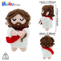 Pendentif de voiture en crochet fait main personnalisé, figurine Amigurumi à cheveux bouclés avec carte de prière pour décoration de voiture - Vente en gros