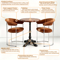 Personnalisation OEM ODM, style européen, table ronde en bois massif 4 places, chaises en cuir et métal, ensemble de salle à manger pour restaurant