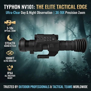 กล้องส่องกลางคืน TYPHON NV101 ระดับมืออาชีพ ปรับได้ ผลิตจากอลูมิเนียมอัลลอยด์ กำลังขยาย 3x-18x ขนาดเลนส์ 20 มม. พร้อมฐานติดตั้ง กันน้ำ - Product Image 6