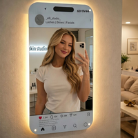 Miroir LED moderne personnalisé en acrylique, style réseaux sociaux, avec rétroéclairage et interrupteur tactile pour salon et salle de sport