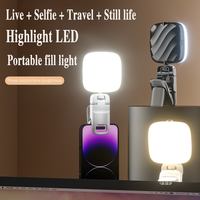 Lampe LED annulaire XKS USB Type-C rechargeable 200 mAh, mini portable à clipser, lumière d'appoint pour selfie à trois températures de couleur pour téléphone portable