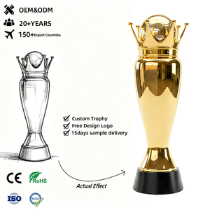 Trophée de football en métal miroir de luxe personnalisé, prix du championnat royal de 60 cm - Product Image 1