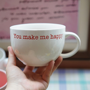 Taza de yogur con letras de cerámica estilo coreano Ins, taza de cereales para desayuno - Product Image 4