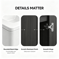Meuble de salle de bain mural moderne gris foncé en bois, vasque flottante compacte, très demandé