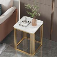 Table d'appoint/coffee moderne en métal, plateau en marbre de luxe, meuble de chevet, table de nuit, meuble de salon mobile avec rangement personnalisable