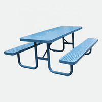 Table de pique-nique en métal pour l'extérieur, mobilier de jardin, table à manger en acier, portable, 72 "96", pour l'extérieur, aire de jeux, patio, café