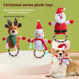 Juguete Masticable para Mascotas con Sonido, Serie Navideña, Resistente a Mordidas, para Limpieza Dental, con Cuerda de Algodón - Product Image 1