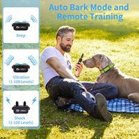 Hundetrainings-E-Halsband mit Fernbedienung, wasserdicht, wiederaufladbar, mit LED-Licht, Ton, Vibration und Schockfunktion