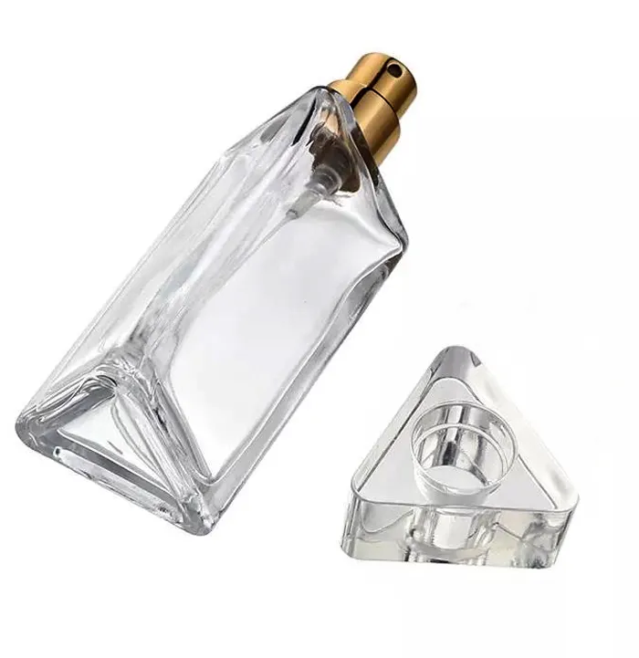 50ml triangle clear glass perfume bottle