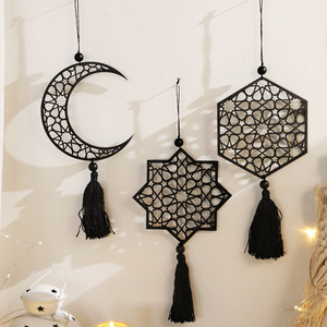 Nuevo Estante Decorativo de Pared de Algodón Negro con Diseño de Estrellas y Luna, Patrón de Naturaleza Muerta para Decoración de Pared de Cumpleaños, Hogar y Dormitorio - Product Image 2