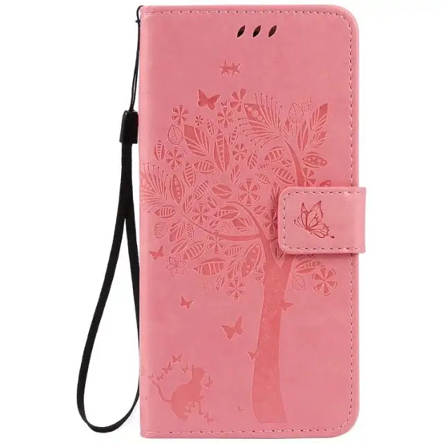 Fashion Tree Cat Wallet Leather Case For Iphone 15 14 13 Mini 12 Pro Max 11 X XS XR 8 7 6 Plus Cards Slot Stand Phone Cover