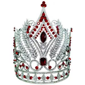 Fabrik kostenlos angepasst Hot Sale Tall Big Large Pageant Kristall Runde Tiara Krone