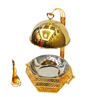 Chauffe-plat circulaire Lefeng Golden Lace de luxe en acier inoxydable, alimenté à l'alcool, 12 heures, 8L, design moderne et écologique
