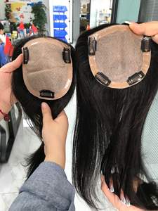 Topper de cheveux humains Remy 12A double tirage, qualité européenne, avec base en soie, section de trame à pointes pleines - Product Image 5