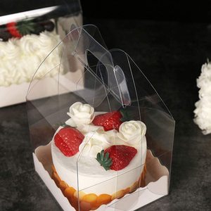 Boîte à gâteau carrée en plastique haute 12 x 12 x 6 pouces, boîte en plastique transparente avec poignées, boîte à gâteau triangulaire - Product Image 3