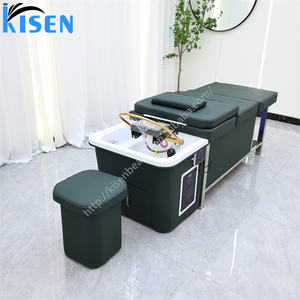 KISEN <span class=keywords><strong>Lit</strong></span> de lavage de cheveux de luxe moderne avec réservoir d'eau de 90 litres, fonction spa et massage, équipement de salon de coiffure avec chauffe-eau intégré - Product Image 3