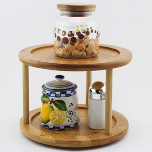 Support à épices en bambou rotatif de 10 pouces à 2 niveaux, pour comptoir de cuisine, organisateur de Condiments - Product Image 4