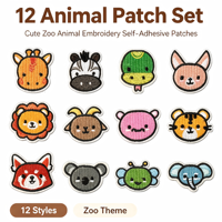 Lot de 12 patchs autocollants en forme de tête d'animal pour vêtements, chapeaux, sacs, chaussettes, pour cadeaux DIY, activités commerciales, décoration, uniformes