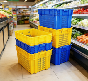 Huidu 2025 Hot <strong>Sale</strong> HDPE Mesh <strong>Crate</strong> Set (3 Sizes)-Stackable &amp; Nestable ISO22000 Certified Food Transport System - Product Image 3