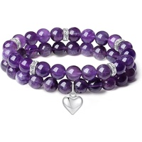 Nouvel ensemble de 2 bracelets d'amitié unisexe faits à la main en forme de cœur de 8 mm pour femme, idéal pour exposition ou cadeau