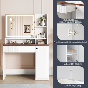 Factory Direct Bedroom Dresser Furniture Fluted Drawer Vanity Makeup Desk with <b>LED</b> <b>Mirror</b> - Product Image 3