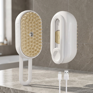 Nouvelle brosse vapeur portable 3-en-1 pour toilettage d'animaux, alimentée par batterie, avec fonction d'élimination des poils autonettoyante et peigne de massage - Product Image 3