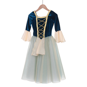 25055 Romantisches blaugrünes Ballett Tutu Kleid Langes Baumwoll kostüm für Mazurka-Tanz für Mädchen - Product Image 4