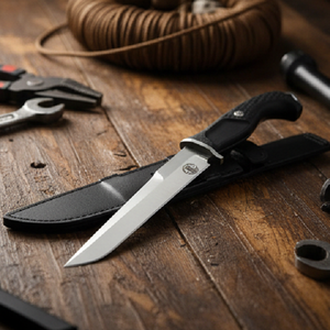 Cuchillos Industriales de Caza, Cuchillo de Hoja Fija con Hoja de Acero Inoxidable, Funda de Cuero y Plástico, Logotipo Grabado con Láser para Chefs - Product Image 4