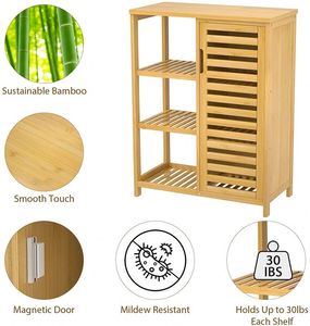 Serviette <span class=keywords><strong>de</strong></span> toilette latérale autoportante organisateur armoire commode avec porte <span class=keywords><strong>salle</strong></span> <span class=keywords><strong>de</strong></span> <span class=keywords><strong>bain</strong></span> armoire rangement <span class=keywords><strong>bambou</strong></span> cuisine accessoires naturel - Product Image 2