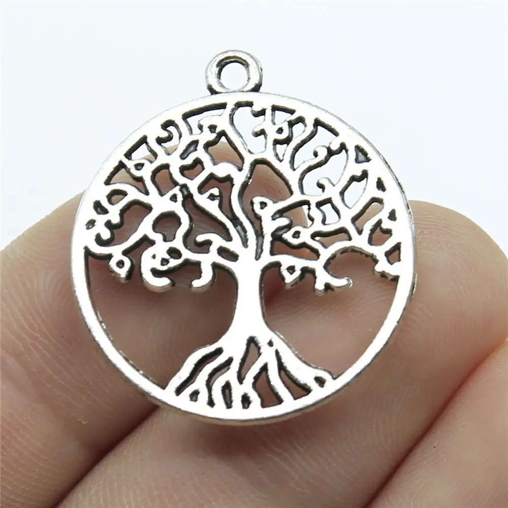 Pendentifs en alliage métallique pour bijoux, pendentifs avec breloques, pendentifs en bronze antique, arbre de vie, 10 pièces