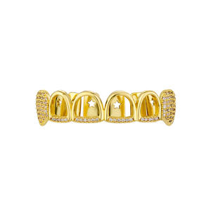 Vente chaude Hiphop Or <span class=keywords><strong>Dent</strong></span> Ensemble Dents Halloween Cadeau Drôle HIPHOP Creux Micro Incrustation Moissanite Grillz <span class=keywords><strong>Pas</strong></span> <span class=keywords><strong>Cher</strong></span> - Product Image 4