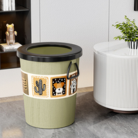 Nouveau bureau à domicile moderne en plastique intérieur rond poubelle dessin animé poubelle avec poignée chambre d'hôtel déchets papier poubelle sans couvercle