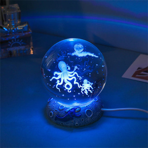 Lampe de nuit en forme de dauphin, étoile de <span class=keywords><strong>mer</strong></span>, baleine, coquille, <span class=keywords><strong>corail</strong></span>, boule de poulpe, mignon, décoration de chambre d'enfant, lampe de Table de chevet avec Base en résine - Product Image 2