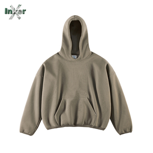 Sweat-shirt unisexe surdimensionné en coton avec logo personnalisé brodé, doublure polaire imprimée pour homme, vêtements d'hiver, vente en gros - Product Image 3