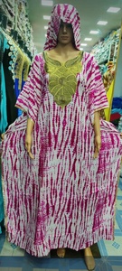 Robe décontractée d'été pour femme en polyester antistatique, coupe ample, grande taille, épaules dénudées, ornée de strass et de pompons, imprimé floral, style <span class=keywords><strong>Kanga</strong></span> - Product Image 2