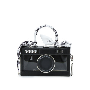 Custom <b>Camera</b> Shape Handbag Faux Leather Black With Rivet Decoration Two Handles Fashion Shoulder Bag For Daily Use - Product Image 6