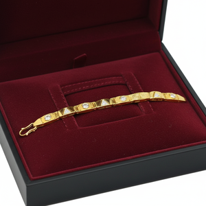 Elegante Brazalete de Oro Amarillo de 22K con Diseño Geométrico de Triángulo y Piedra Redonda para Hombre y Mujer, Cierre de Gancho Seguro - Product Image 3