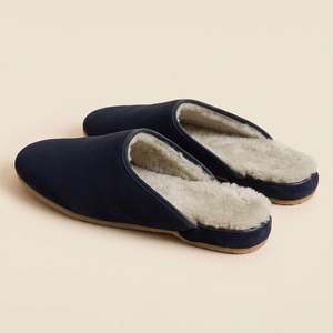 Mules d'intérieur <span class=keywords><strong>de</strong></span> luxe pour hommes en cuir suédé <span class=keywords><strong>de</strong></span> vache, doublées <span class=keywords><strong>de</strong></span> fourrure <span class=keywords><strong>de</strong></span> <span class=keywords><strong>mouton</strong></span>, chaudes, pour l'hiver - Product Image 3
