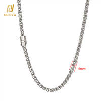 Collier chaîne Franco en acier inoxydable NUOYA pour hommes, 6 mm, plaqué argent, bijoux hip-hop avec fermoir de sécurité