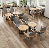 Juego de Mesa y Sillas de Café Comerciales Modernas Personalizadas, Muebles de Restaurante de Madera Laminada Cuadrada para Cafetería, Sala de Estar, Comedor