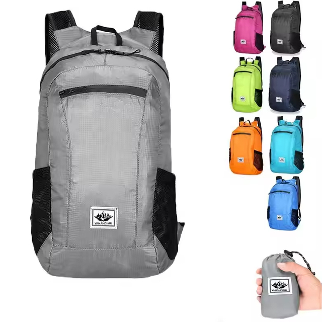 Fashionable Ultralight Hiking Foldable Waterproof Backpack Nylon 20-37L Capacity Zipper Closure Printed Design for Outdoor