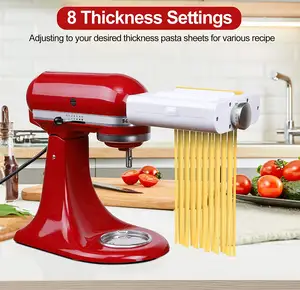 Accesorio para hacer pasta Juego 3 en 1 para KitchenAid, accesorio para hacer pasta Incluido, rodillo para hojas de pasta, cortador de espagueti, Fettuccine