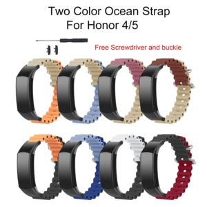 Bracelet de montre en Silicone océan deux couleurs pour <span class=keywords><strong>Honor</strong></span> <span class=keywords><strong>Band</strong></span> 4 <span class=keywords><strong>5</strong></span> 6 7 Huawei <span class=keywords><strong>Band</strong></span> 6 6pro 6Nfc 7 Bracelet de montre de sport Bracelet de montre de remplacement - Product Image 3